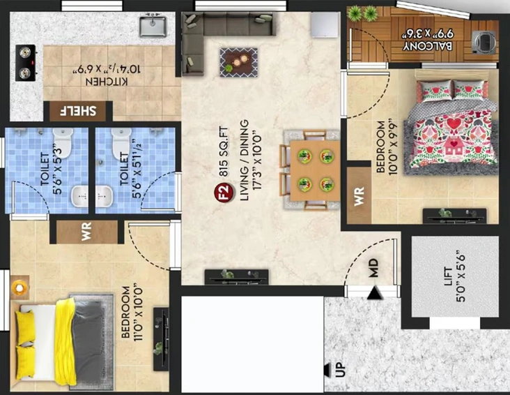 2 BHK Flat in ATH Mountain And Fountain in Pammal, Chennai - Image 554912