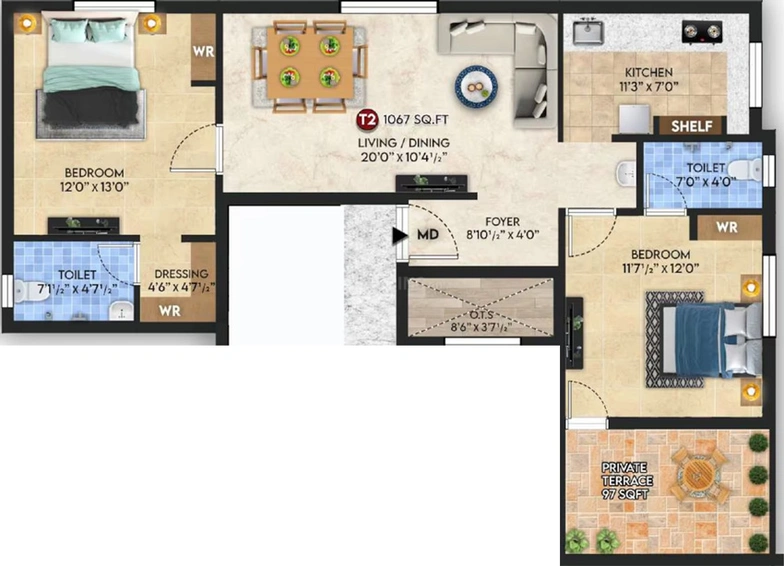 3 BHK Flat in ATH Mountain And Fountain in Pammal, Chennai - Image 554914