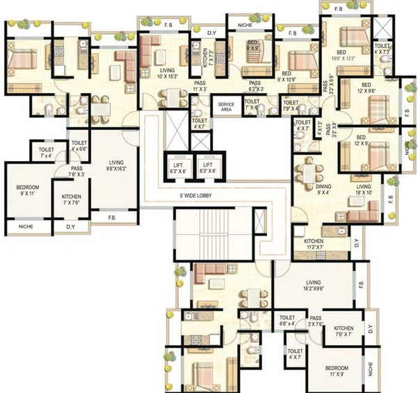 Floor Plan of Ekta Parksville in Virar West, Palghar - Image 93027