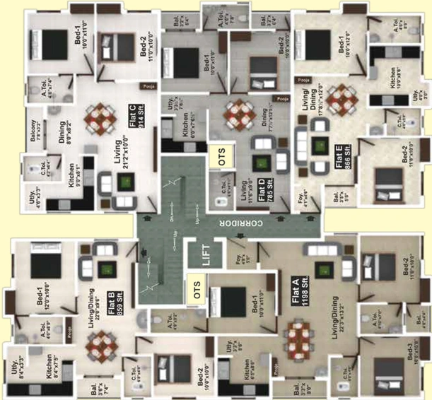 Floor Plan of Saradeuz Eden in Perumbakkam, Chennai - Image 66628