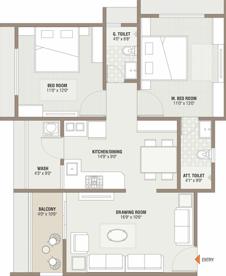 2 BHK Flat in Shiv Shakti Uma Greens in Randesan, Gandhinagar - Image 567601