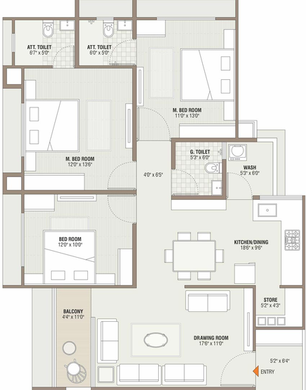 3 BHK Flat in Shiv Shakti Uma Greens in Randesan, Gandhinagar - Image 567602