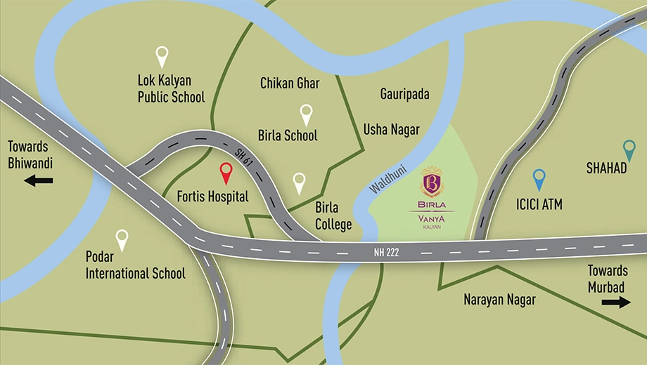 Location of Birla Vanya in Kalyan West, Thane - Image 372089