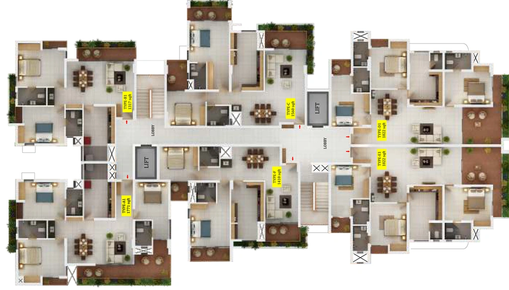 Floor Plan of Hebron Silver Shores in Kundanoor, Kochi - Image 65996