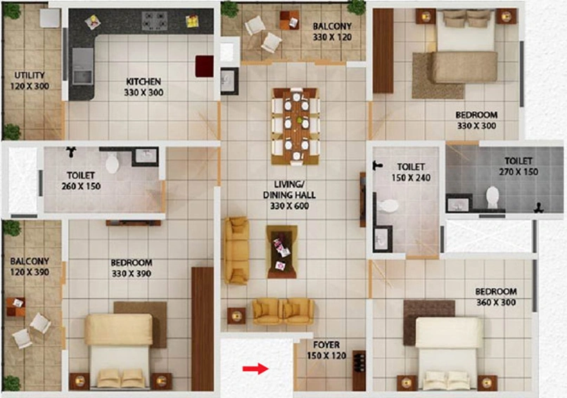 3 BHK Flat in MPS Aambience in Thrippunithura, Kochi - Image 562606