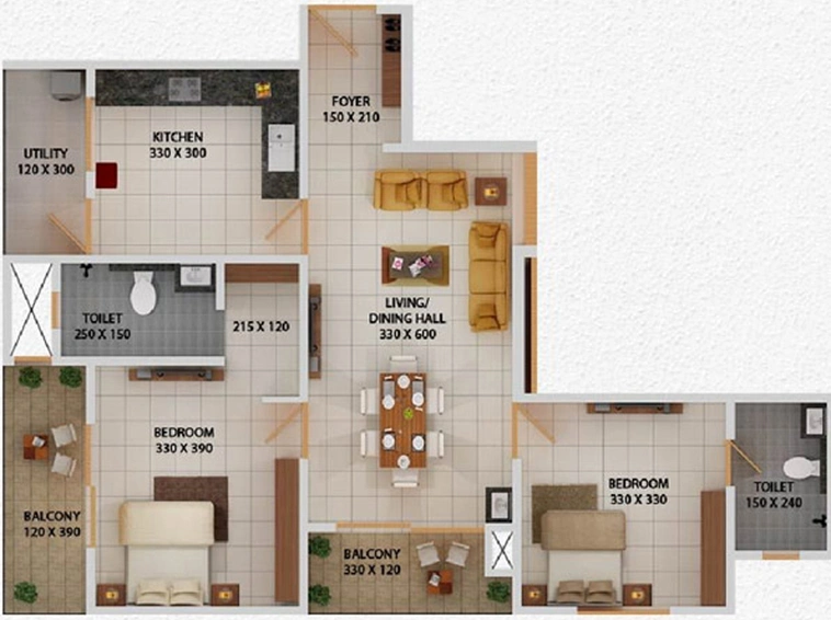 2 BHK Flat in MPS Aambience in Thrippunithura, Kochi - Image 562605