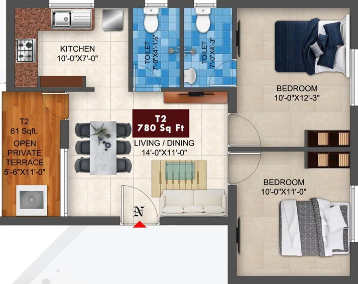2 BHK Flat in AK Rudraksha in Pammal, Chennai - Image 561793