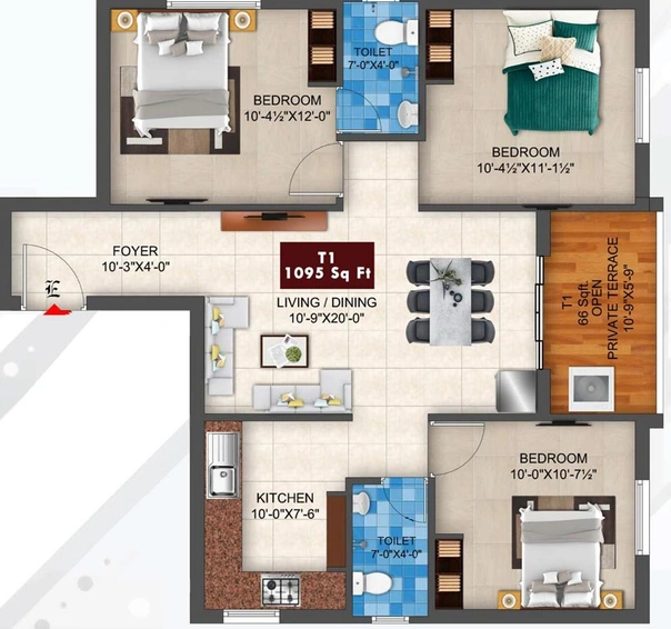 3 BHK Flat in AK Rudraksha in Pammal, Chennai - Image 561795