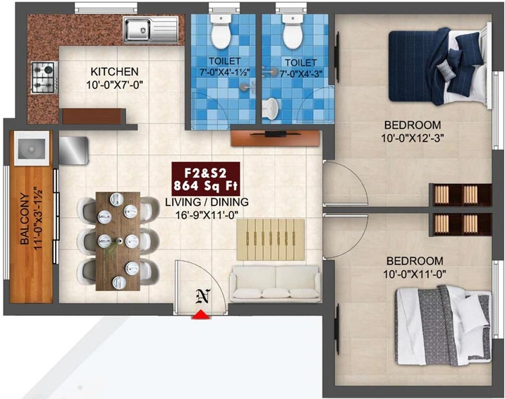 2 BHK Flat in AK Rudraksha in Pammal, Chennai - Image 561794
