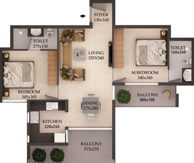 2 BHK Flat in MPS Absolut in Vyttila, Kochi - Image 557013