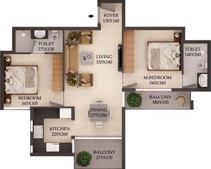 2 BHK Flat in MPS Absolut in Vyttila, Kochi - Image 557012