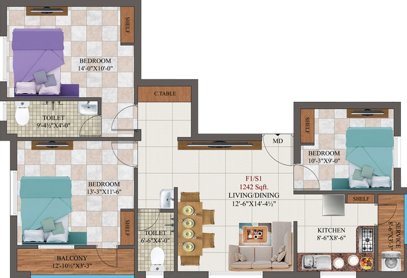 3 BHK Flat in AK Gypsum in Pammal, Chennai - Image 556957