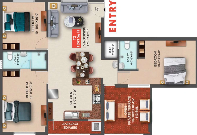 3 BHK Flat in AK Howlite in Pammal, Chennai - Image 557134