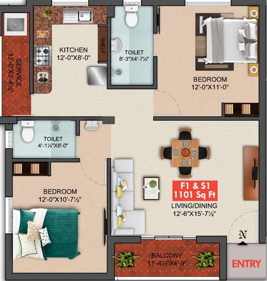 2 BHK Flat in AK Howlite in Pammal, Chennai - Image 557133
