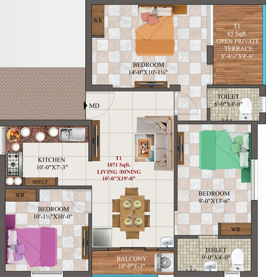 3 BHK Flat in AK Flourite in Pammal, Chennai - Image 557189