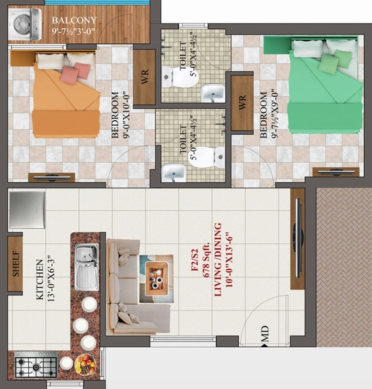 2 BHK Flat in AK Flourite in Pammal, Chennai - Image 557186