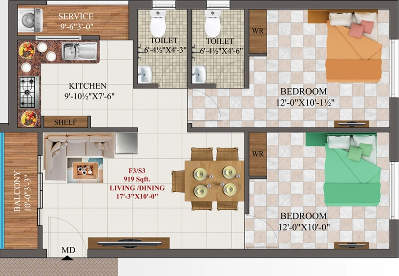 2 BHK Flat in AK Flourite in Pammal, Chennai - Image 557188