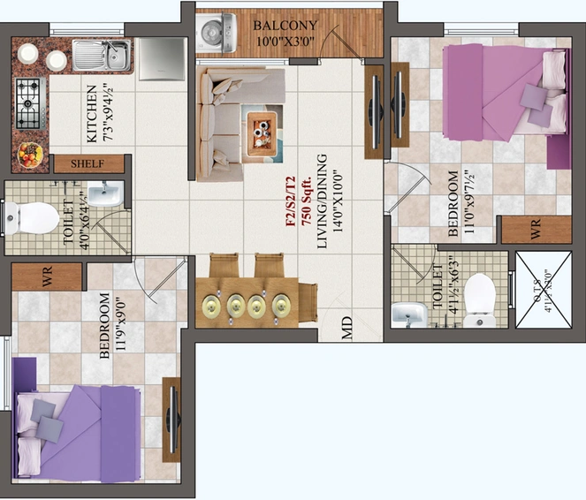 2 BHK Flat in AK Aquamarine in Pammal, Chennai - Image 557803