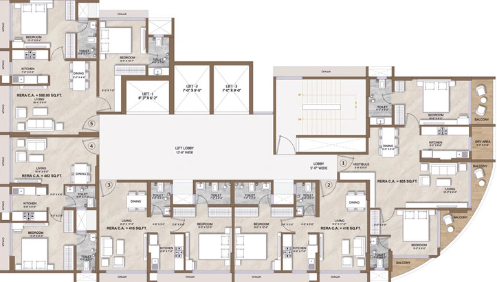 Floor Plan of Aim Paradise in Jogeshwari East, Mumbai - Image 87078
