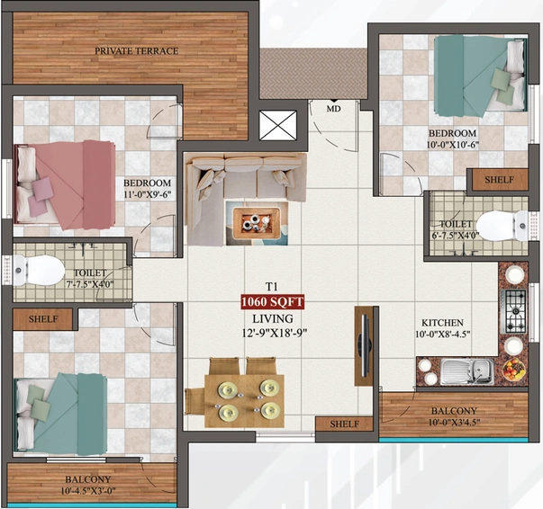 3 BHK Flat in AK Zircon in Pammal, Chennai - Image 557843