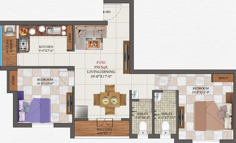 2 BHK Flat in AK Chromite & Halite in Chitlapakkam, Chennai - Image 558279