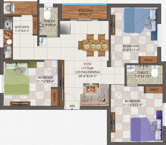 3 BHK Flat in AK Chromite & Halite in Chitlapakkam, Chennai - Image 558280