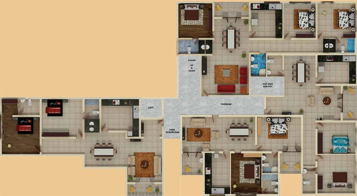 Floor Plan of Miracle One in Thrippunithura, Kochi - Image 66892