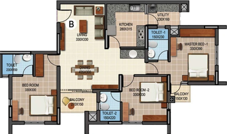 3 BHK Flat in National Royal Palace in Edappally, Kochi - Image 558611