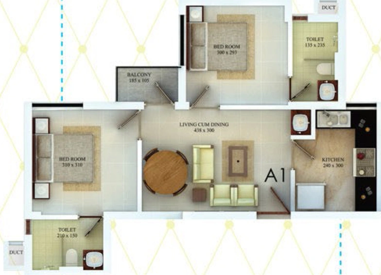 2 BHK Flat in Syama Dynamic Kudumbam in Vyttila, Kochi - Image 562900