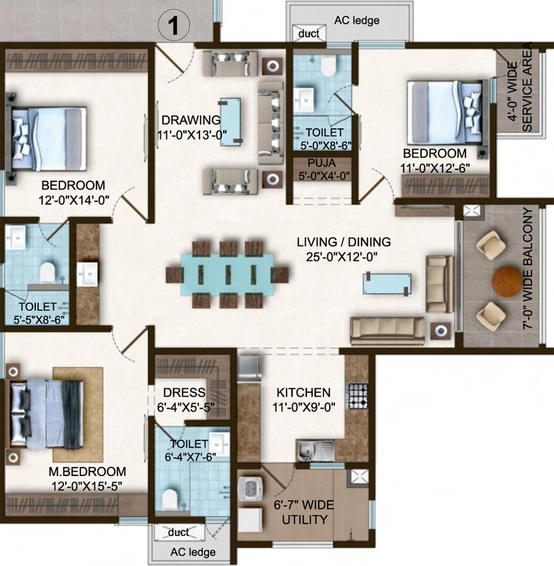3 BHK Flat in SMR Vinay Iconia Phase 5 in Kondapur, Hyderabad - Image 562031