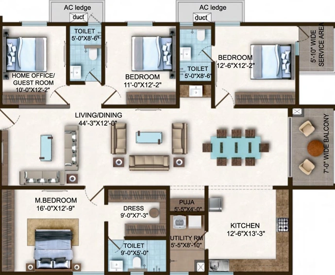 4 BHK Flat in SMR Vinay Iconia Phase 5 in Kondapur, Hyderabad - Image 562032