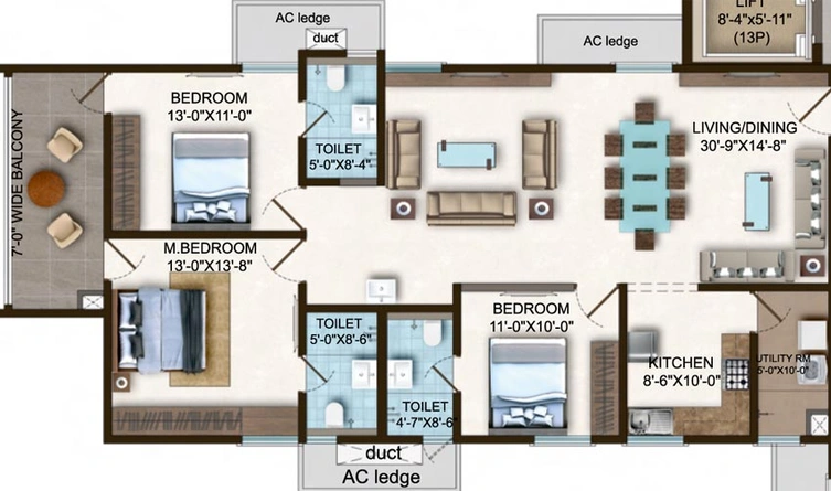 3 BHK Flat in SMR Vinay Iconia Phase 5 in Kondapur, Hyderabad - Image 562030