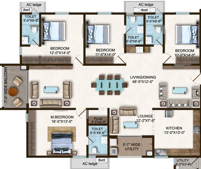 4 BHK Flat in SMR Vinay Iconia Phase 5 in Kondapur, Hyderabad - Image 562033