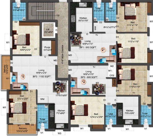 Floor Plan of Vijay Sri Sai Elite in Santhoshapuram, Chennai - Image 67691
