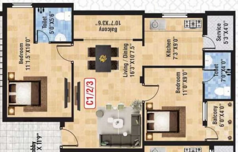 2 BHK Flat in Vijay Majestic in Madipakkam, Chennai - Image 567296