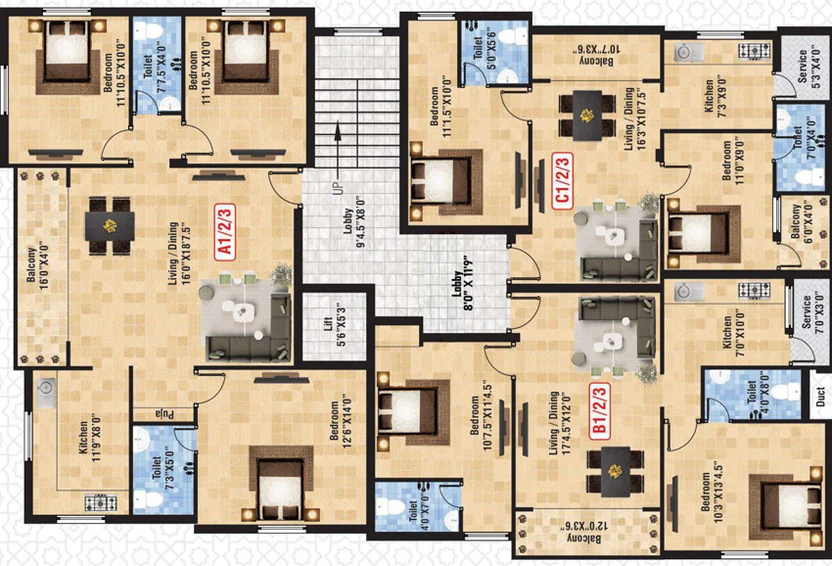 Floor Plan of Vijay Majestic in Madipakkam, Chennai - Image 67698