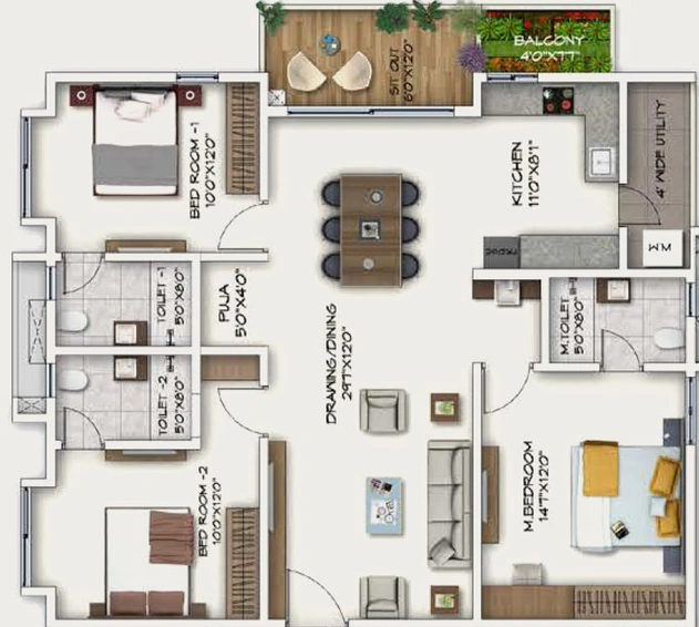 3 BHK Flat in Sukhii Ubuntu in Puppalaguda, Hyderabad - Image 563453