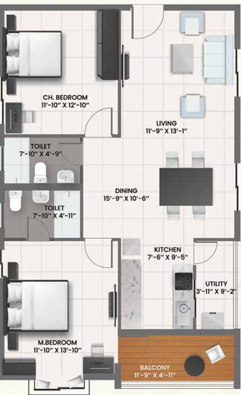 2 BHK Flat in Sri Krishe Pearl in Uppal, Hyderabad - Image 560803