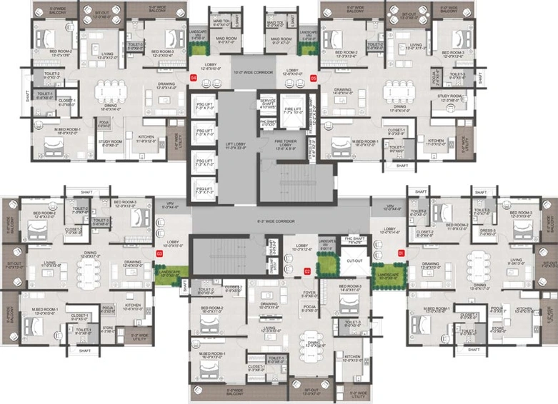 Floor Plan of Team4 Arka in Manikonda, Hyderabad - Image 66320