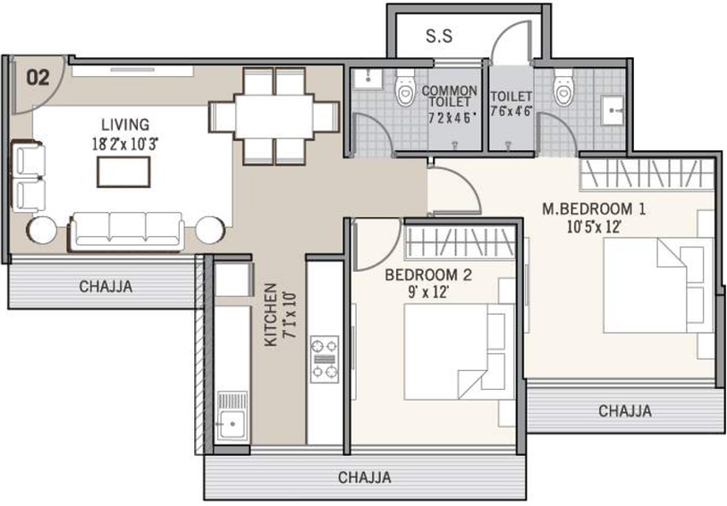 2 BHK Flat in Tricity Eros in Kharghar, Navi Mumbai - Image 560968