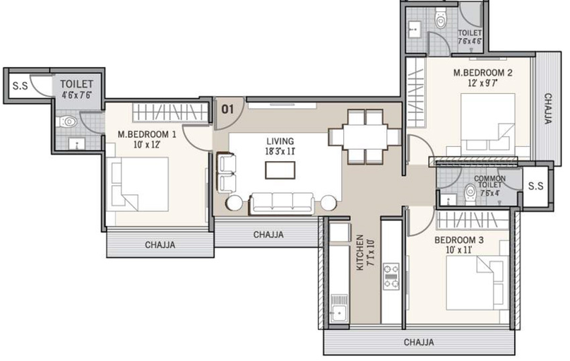 3 BHK Flat in Tricity Eros in Kharghar, Navi Mumbai - Image 560969