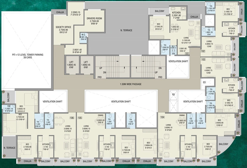 Floor Plan of Dubey Gayatri Emerald in Panvel, Navi Mumbai - Image 66413