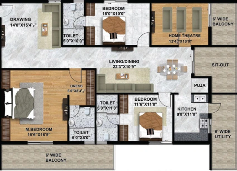 3 BHK Flat in Beams Aranya Kalanjali in Kompally, Hyderabad - Image 563792