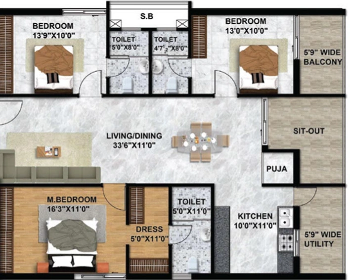 3 BHK Flat in Beams Aranya Kalanjali in Kompally, Hyderabad - Image 563789