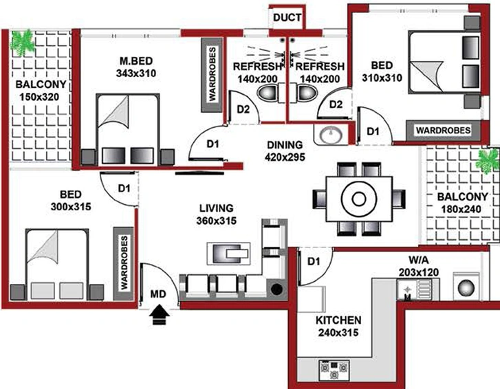 3 BHK Flat in Vithayathil The Metropole in Kaloor, Kochi - Image 562915