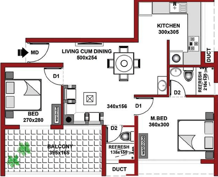 2 BHK Flat in Vithayathil The Metropole in Kaloor, Kochi - Image 562914