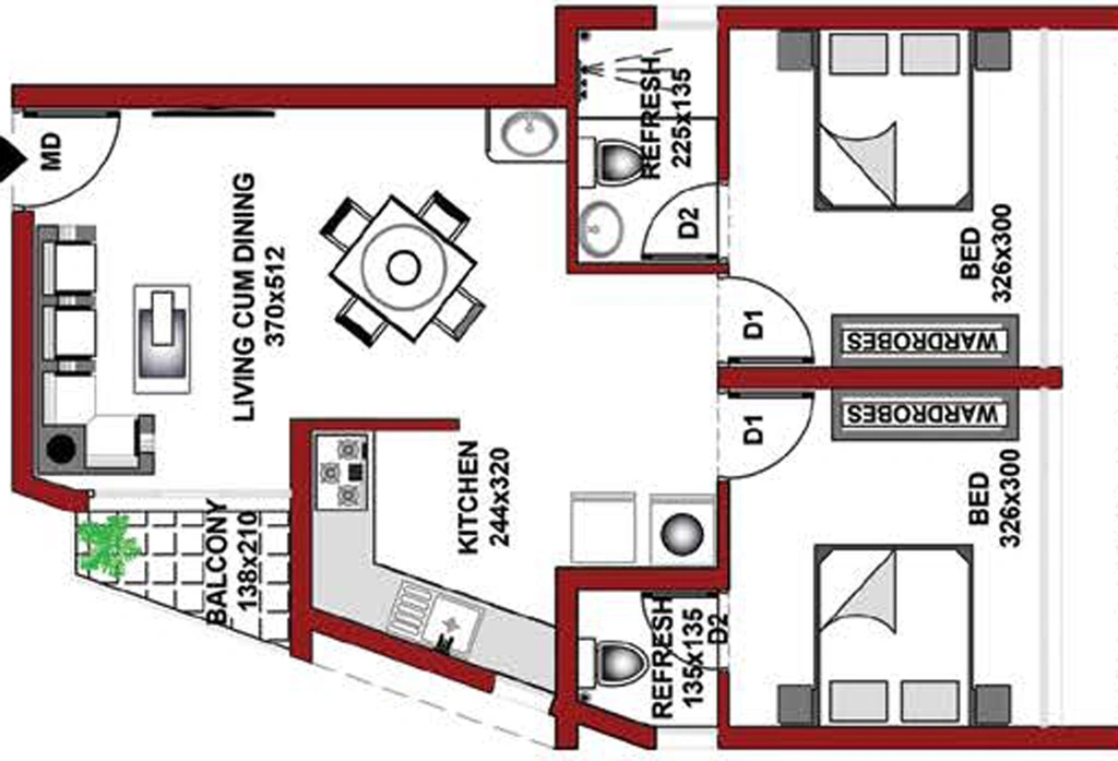 2 BHK Flat in Vithayathil The Metropole in Kaloor, Kochi - Image 562913