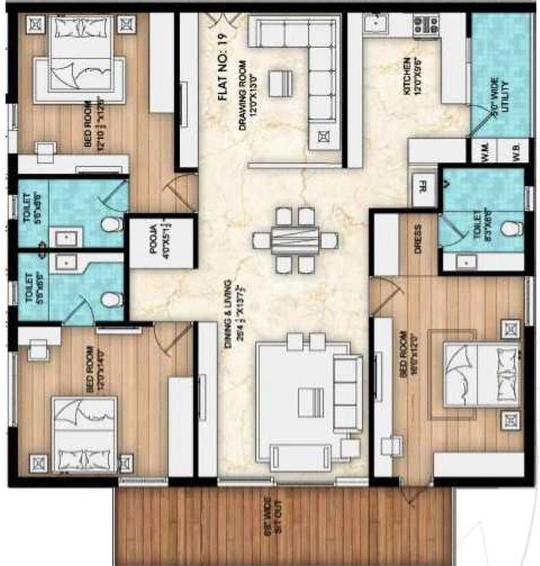 3 BHK Flat in Om Sree Sky Park in Kompally, Hyderabad - Image 563812
