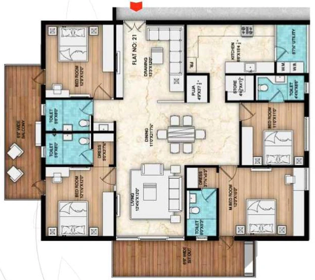4 BHK Flat in Om Sree Sky Park in Kompally, Hyderabad - Image 563813
