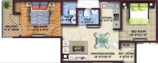 2 BHK Flat in Ambesten Twin County in Sector 1, Greater Noida - Image 566979